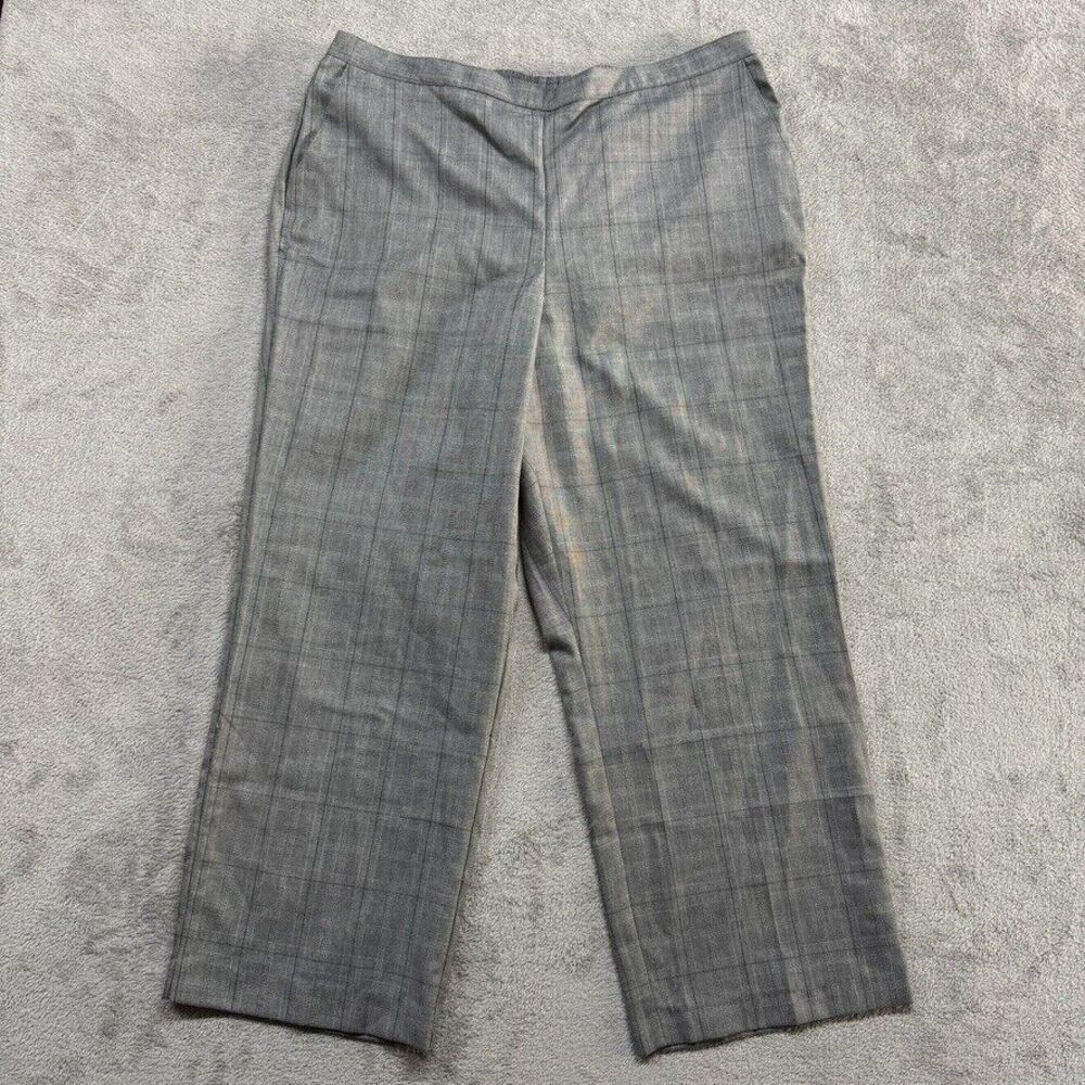 Alfred Dunner Plaid Pants Womens Size 18 Gray Casual Loose Fitting